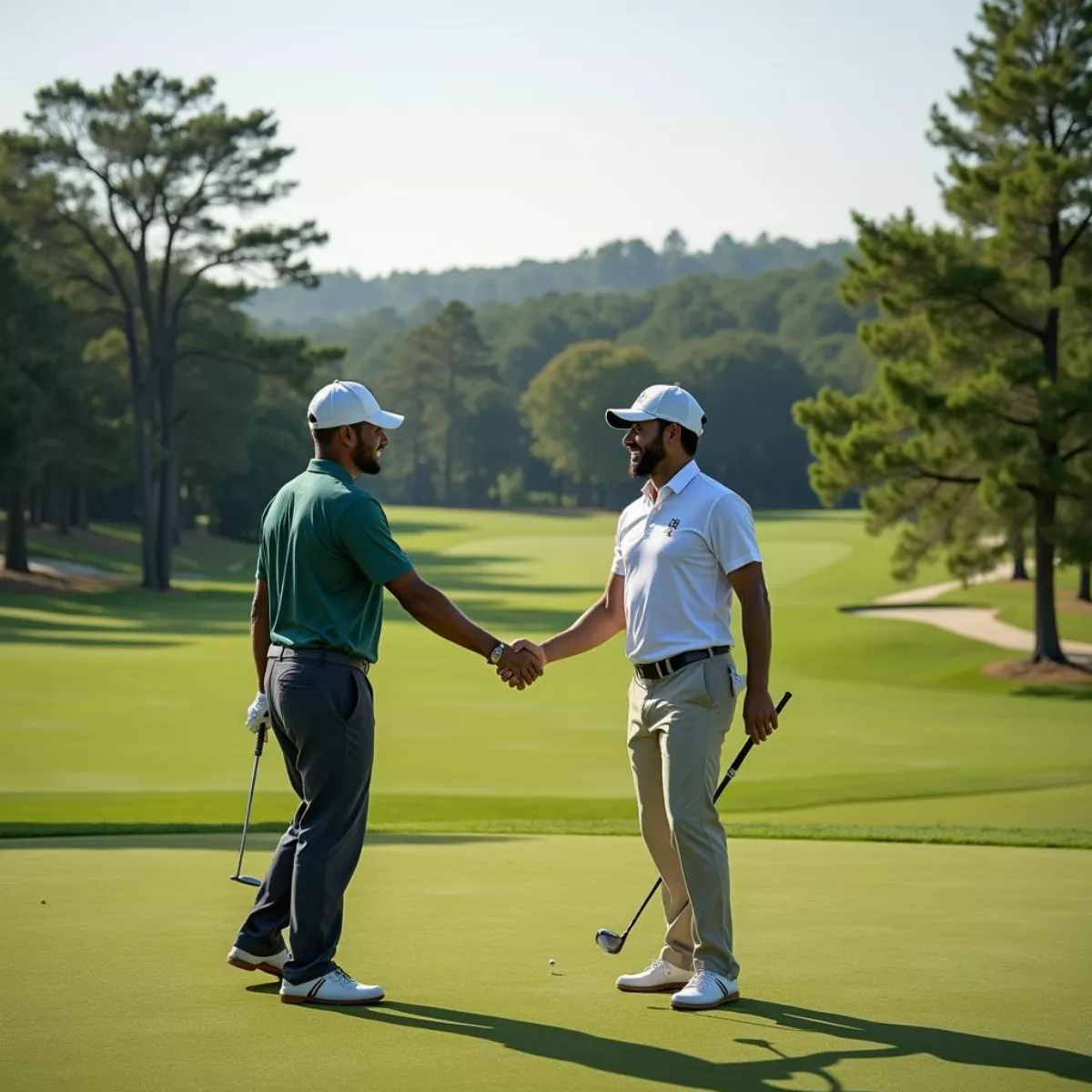 Golfers shaking hands at Crooked Tree — meeting your verified member host